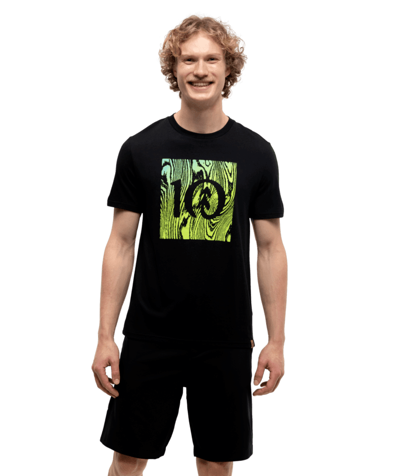 TENTREE Restoration Woodblock T-Shirt Meteorite Black/Lime Green Men's Short Sleeve T-Shirts Tentree 