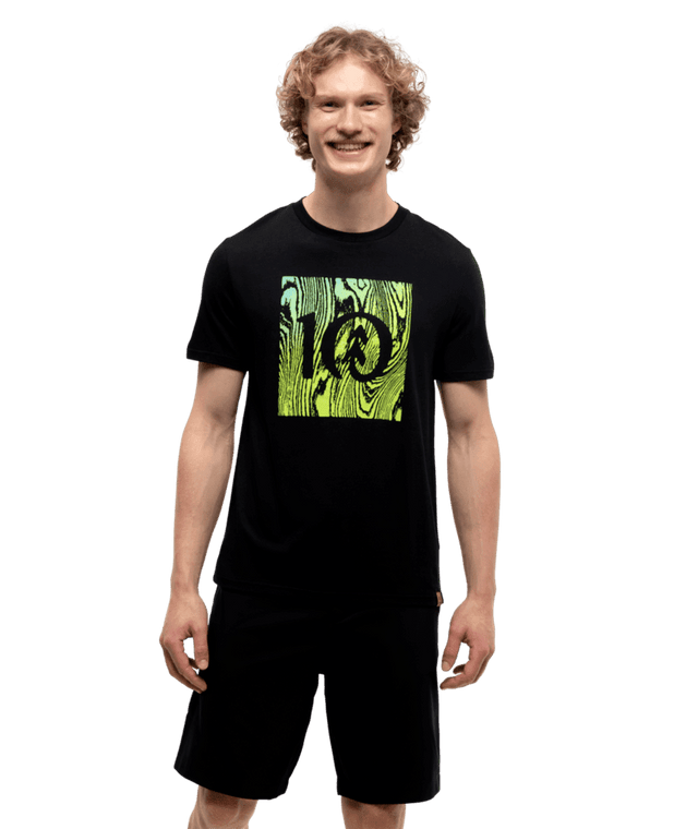 TENTREE Restoration Woodblock T-Shirt Meteorite Black/Lime Green Men's Short Sleeve T-Shirts Tentree 