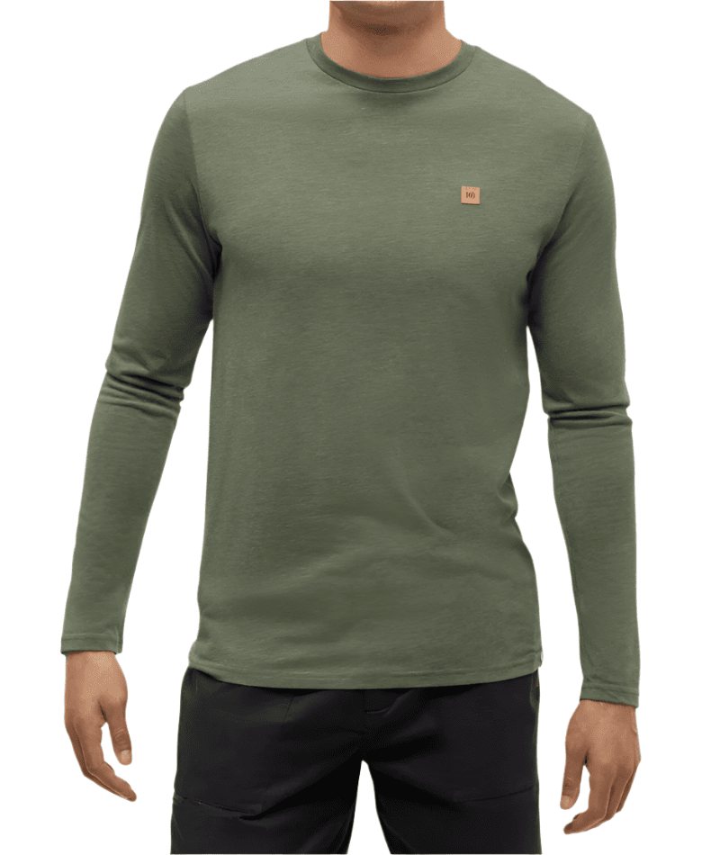 TENTREE Baker Long Sleeve T-Shirt Deep Olive Heather Men's Long Sleeve T-Shirts Tentree 