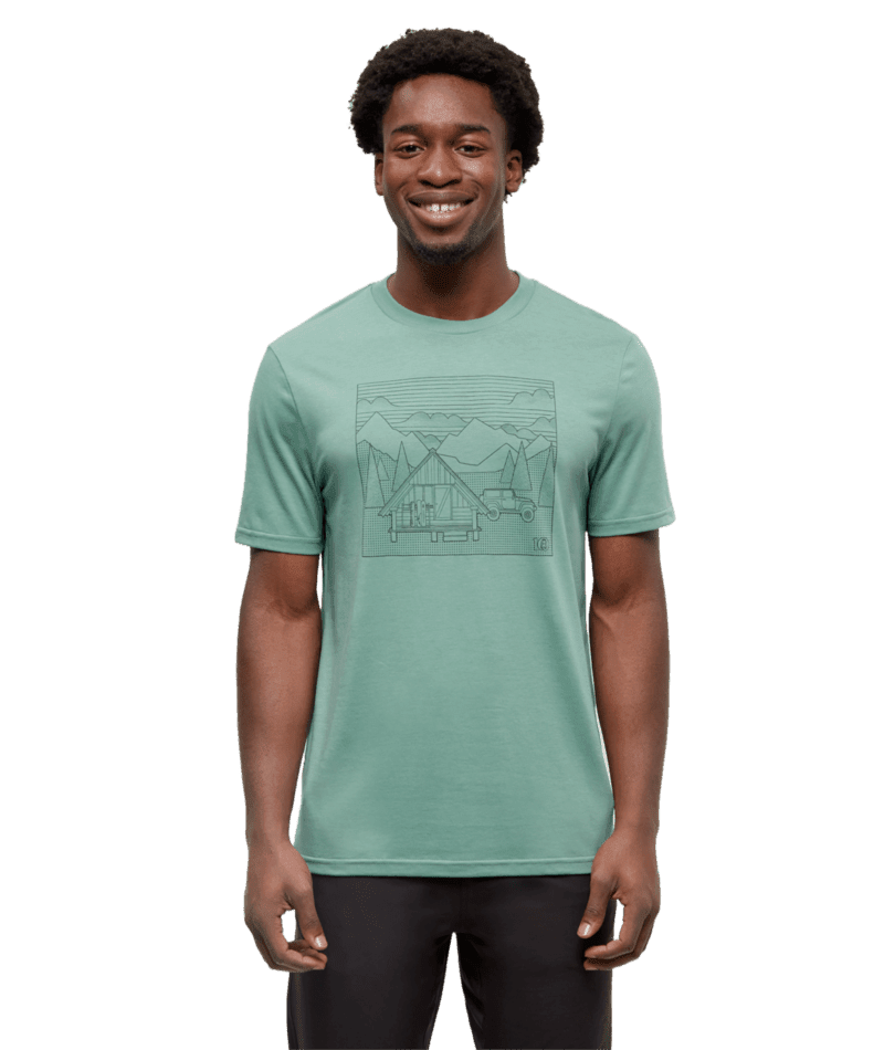 TENTREE Front Country Cabin T-Shirt Jade/Meteorite Black Men's Short Sleeve T-Shirts Tentree 