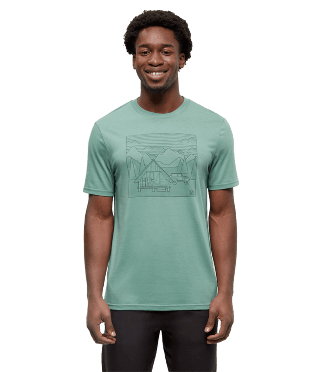 TENTREE Front Country Cabin T-Shirt Jade/Meteorite Black Men's Short Sleeve T-Shirts Tentree 