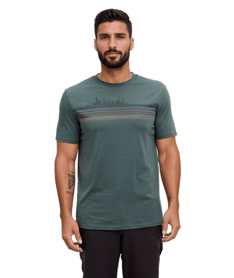 TENTREE Retro Treeline T-Shirt Pine Green/Meteorite Black Men's Short Sleeve T-Shirts Tentree 