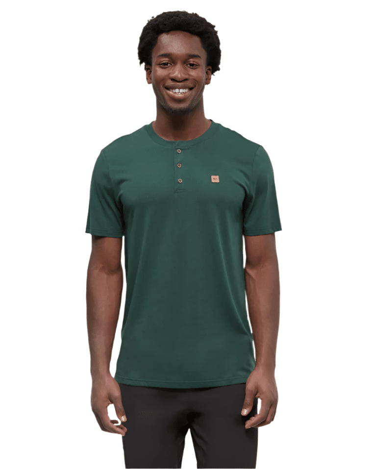 TENTREE Baker Henley T-Shirt Forest Pine Men's Short Sleeve T-Shirts Tentree 