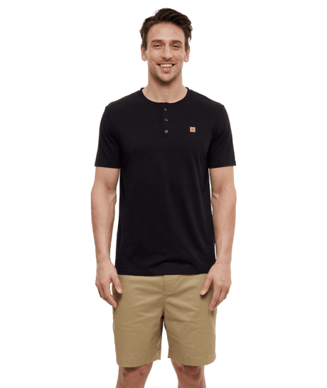 TENTREE Baker Henley T-Shirt Meteorite Black Men's Short Sleeve T-Shirts Tentree 