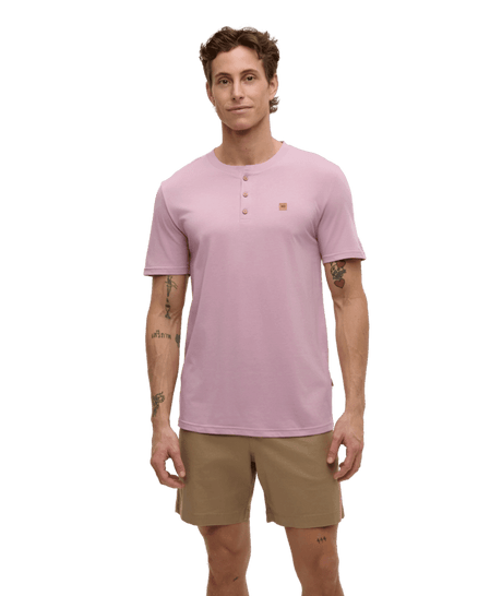 TENTREE Baker Henley T-Shirt Pink Sand Men's Short Sleeve T-Shirts Tentree 