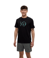 TENTREE Haiti Palm Logo T-Shirt Meteorite Black/Turquoise Sky Men's Short Sleeve T-Shirts Tentree 