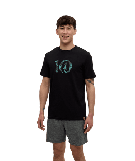TENTREE Haiti Palm Logo T-Shirt Meteorite Black/Turquoise Sky Men's Short Sleeve T-Shirts Tentree 