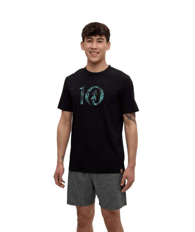 TENTREE Haiti Palm Logo T-Shirt Meteorite Black/Turquoise Sky Men's Short Sleeve T-Shirts Tentree 