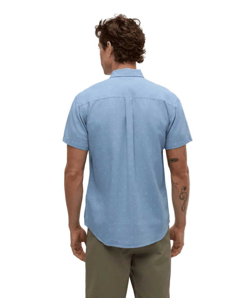 TENTREE Small Tree Mancos Short Sleeve Button Up Lakeside Blue/Small Tree Men's Short Sleeve Button Up Shirts Tentree 