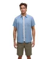 TENTREE Small Tree Mancos Short Sleeve Button Up Lakeside Blue/Small Tree Men's Short Sleeve Button Up Shirts Tentree 