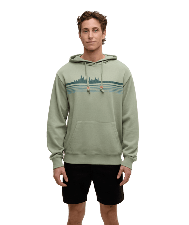 TENTREE Retro Treeline Relaxed Pullover Hoodie Light Moss/Tidal Teal Men's Pullover Hoodies Tentree 