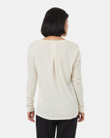 TENTREE Women's Treeblend V-Neck Long Sleeve Shirt Vintage White Women's Long Sleeve T-Shirts Tentree 