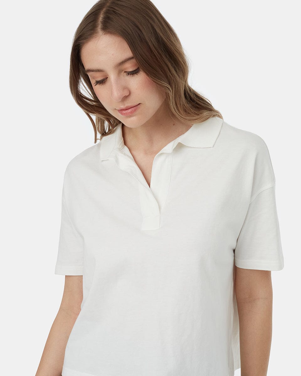 TENTREE Women's Oversized Polo Shirt Undyed Women's T-Shirts Tentree 