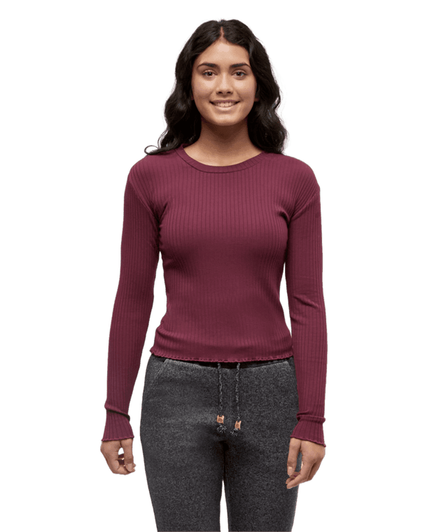 TENTREE Women's Newell Long Sleeve Deep Burgundy Women's Long Sleeve T-Shirts Tentree 