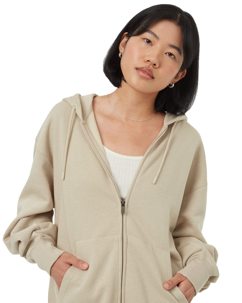 TENTREE Women's Treefleece Oversized Zip Up Hoodie Pale Oak Women's Zip Hoodies Tentree 