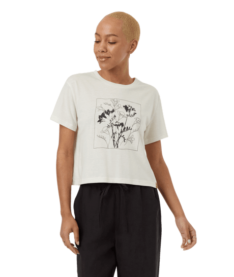 TENTREE Women's Floral Crop Top T-Shirt Undyed/Meteorite Black Women's T-Shirts Tentree 