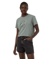 TENTREE Women's Floral Crop Top T-Shirt Eucalyptus Meteorite Black Women's T-Shirts Tentree 