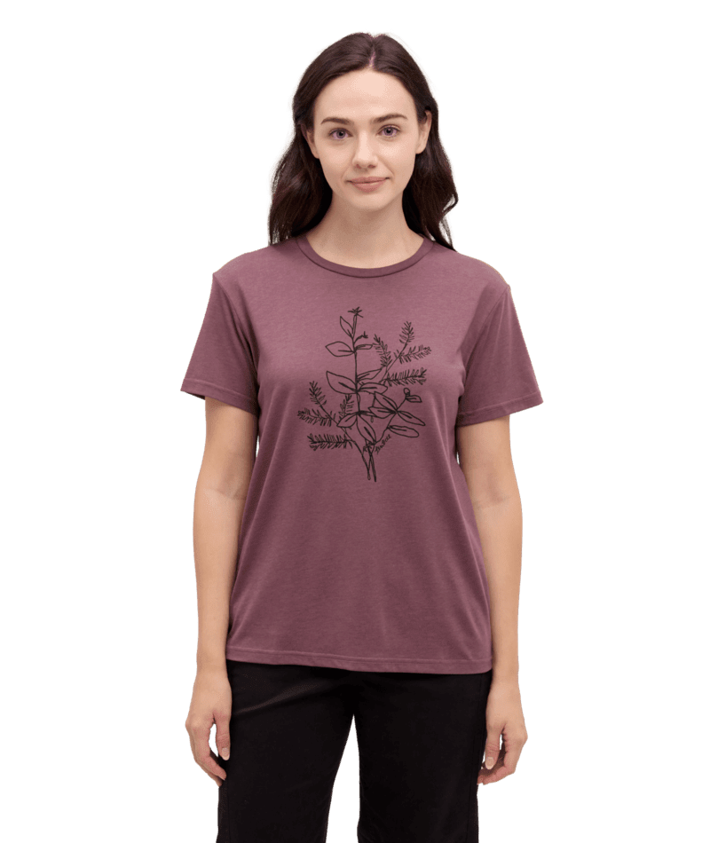 TENTREE Women's Autumn Floral T-Shirt Mauve Stone/Meteorite Black Women's Short Sleeve T-Shirts Tentree 