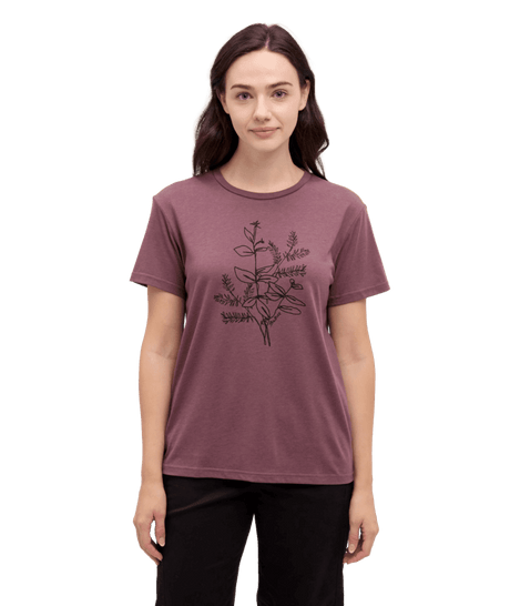 TENTREE Women's Autumn Floral T-Shirt Mauve Stone/Meteorite Black Women's Short Sleeve T-Shirts Tentree 