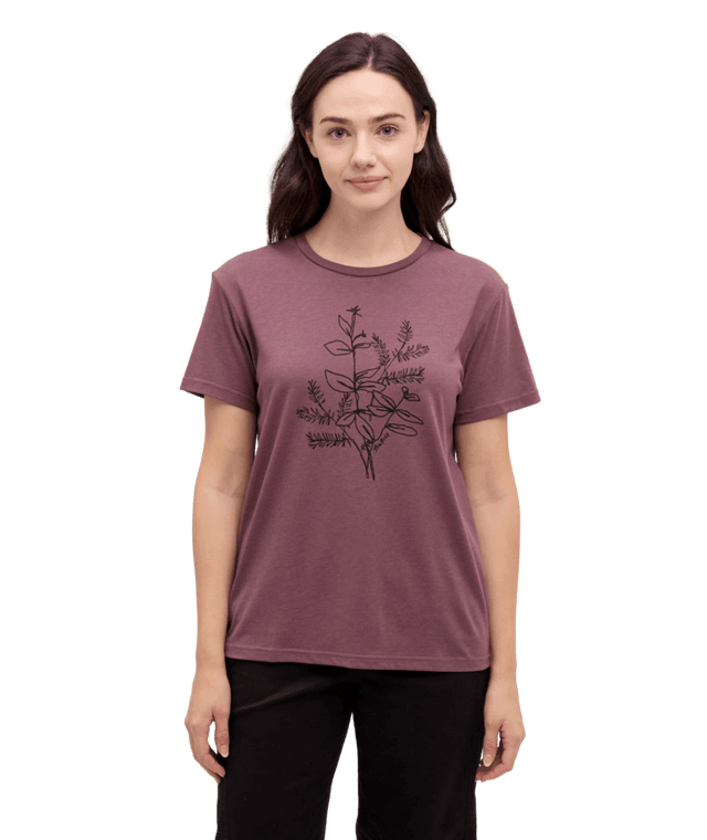 TENTREE Women's Autumn Floral T-Shirt Mauve Stone/Meteorite Black Women's Short Sleeve T-Shirts Tentree 