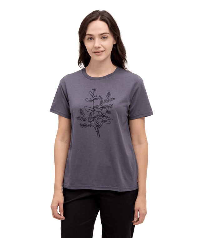 TENTREE Women's Autumn Floral T-Shirt Shadow/Meteorite Black Women's Short Sleeve T-Shirts Tentree 