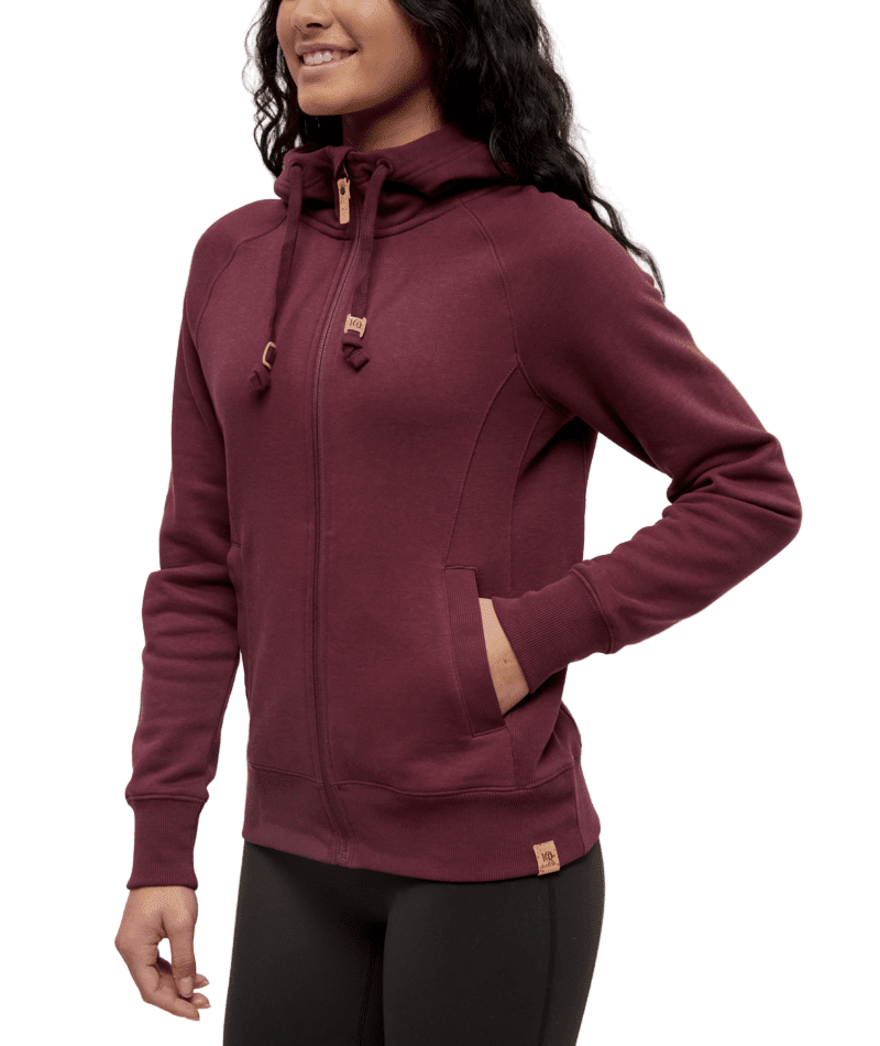 TENTREE Women's Elm Zip Hoodie Deep Burgundy Women's Zip Hoodies Tentree 