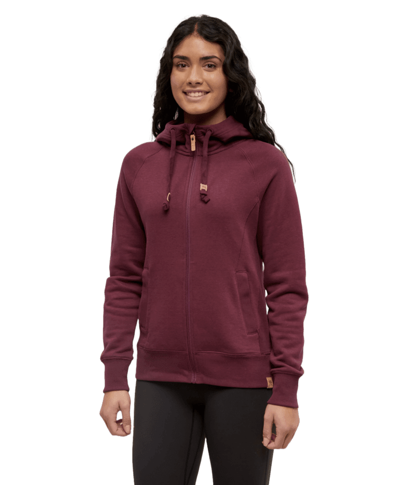 TENTREE Women's Elm Zip Hoodie Deep Burgundy Women's Zip Hoodies Tentree 
