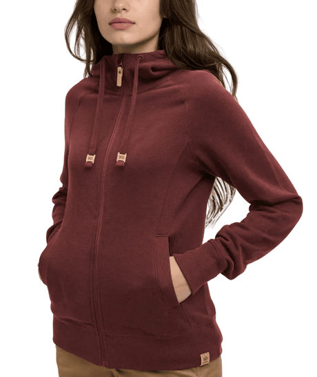 TENTREE Women's Elm Zip Hoodie Red Chestnut Women's Zip Hoodies Tentree 