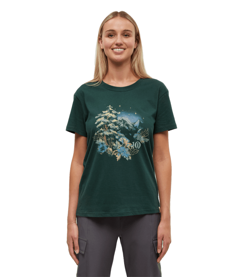 TENTREE Women's Regenerative Forest Sprawl T-Shirt Forest Pine/Granite Green Women's Short Sleeve T-Shirts Tentree 
