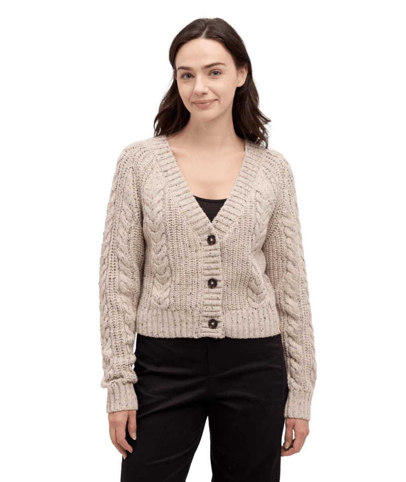 TENTREE Women's Stillwater Fleck Cardigan Pale Oak Heather Fleck Women's Sweaters Tentree 