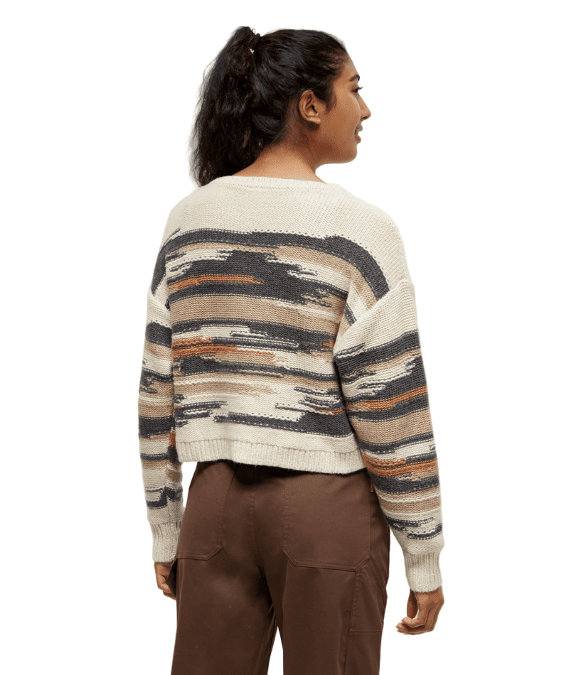 TENTREE Women's Prospect Sweater Warm Oak Heather/Abstract Stripe Women's Sweaters Tentree 