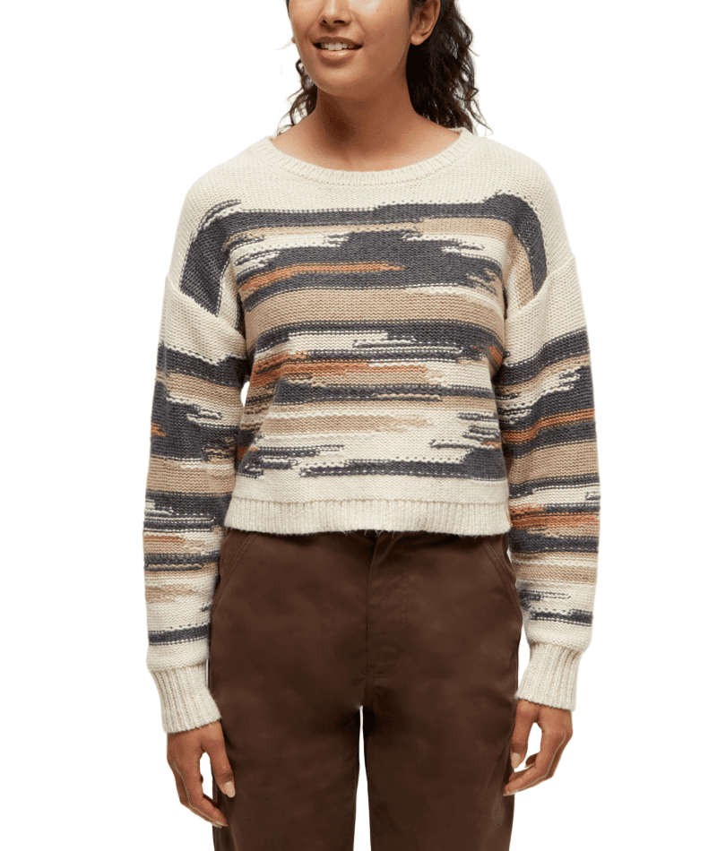 TENTREE Women's Prospect Sweater Warm Oak Heather/Abstract Stripe Women's Sweaters Tentree 