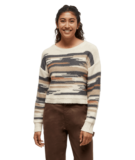 TENTREE Women's Prospect Sweater Warm Oak Heather/Abstract Stripe Women's Sweaters Tentree 
