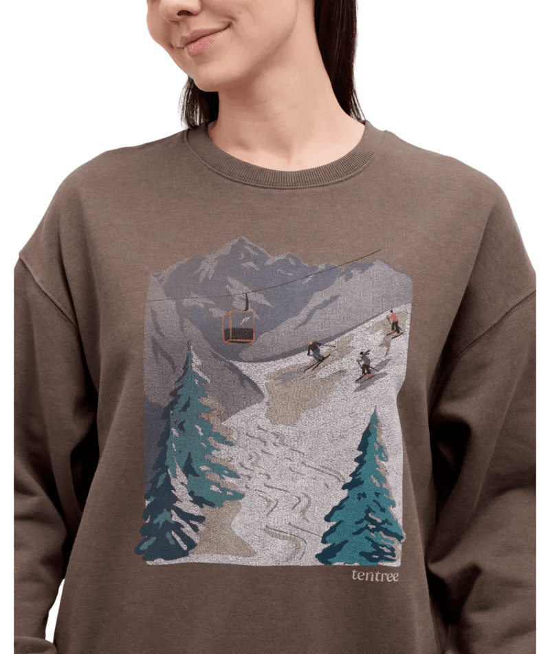 TENTREE Women's Alpine Oversized Crew Ashwood/Pale Oak Women's Sweaters Tentree 