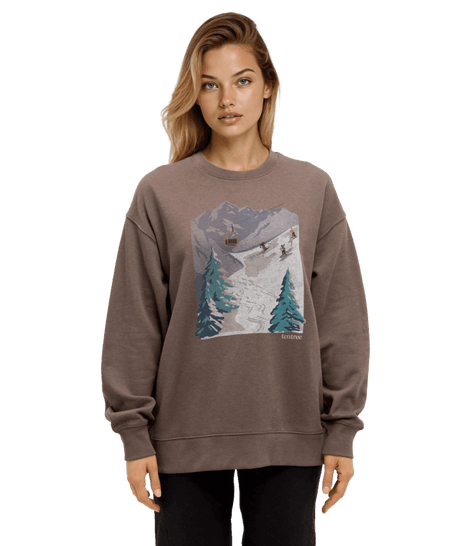 TENTREE Women's Alpine Oversized Crew Ashwood/Pale Oak Women's Sweaters Tentree 