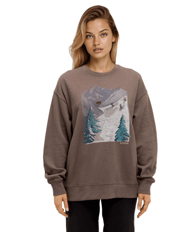 TENTREE Women's Alpine Oversized Crew Ashwood/Pale Oak Women's Sweaters Tentree 