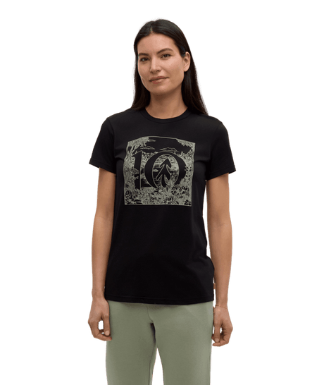 TENTREE Women's Lake Life Logo T-Shirt Meteorite Black/Sand Stone Women's Short Sleeve T-Shirts Tentree 