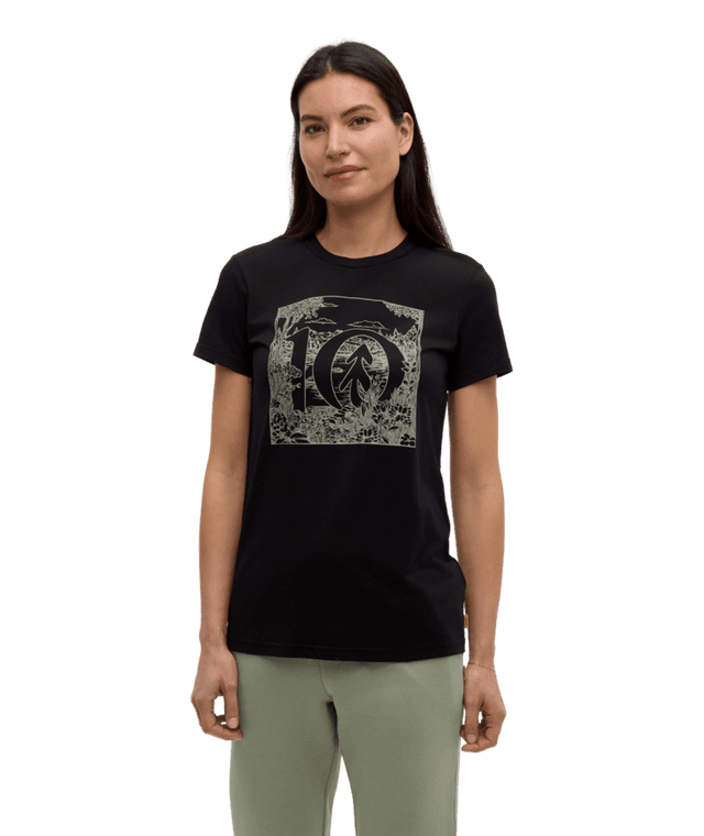 TENTREE Women's Lake Life Logo T-Shirt Meteorite Black/Sand Stone Women's Short Sleeve T-Shirts Tentree 