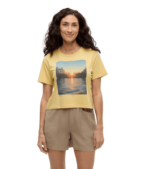 TENTREE Women's Lake View Crop T-Shirt Dusk Yellow/Lake View Women's Short Sleeve T-Shirts Tentree 