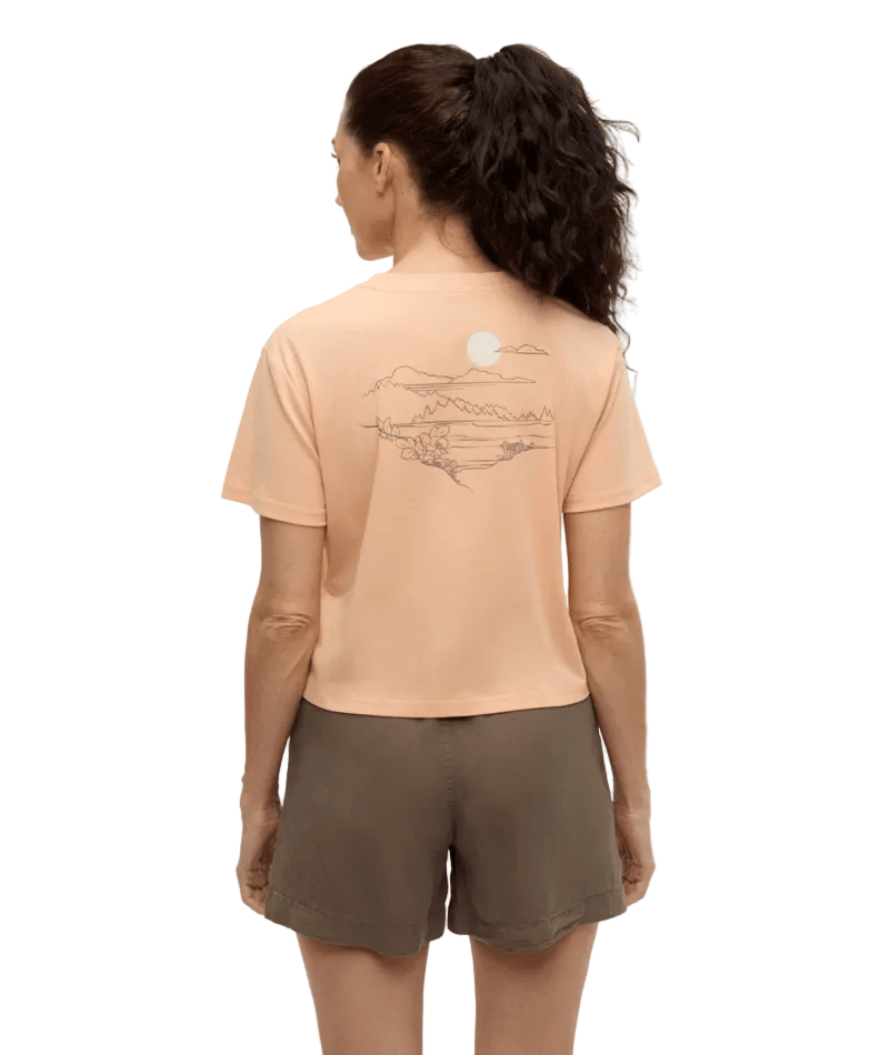 TENTREE Women's Wild Rose Lake Crop T-Shirt Orange Sherbet/White Oak Women's Short Sleeve T-Shirts Tentree 