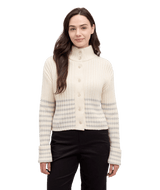 TENTREE Women's Monarch Cardigan Cotton White/Light Grey Heather Barre Stripe Women's Sweaters Tentree 