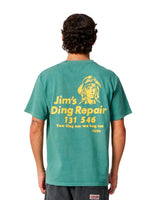 CRITICAL SLIDE Jim's Ding Repair T-Shirt Dusty Green Men's Short Sleeve T-Shirts The Critical Slide Society 