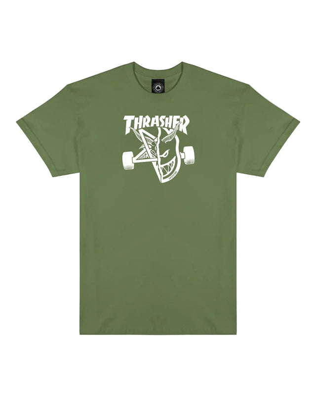 THRASHER Spitfire X Thrasher Thrash And Burn T-Shirt Military Men's Short Sleeve T-Shirts Thrasher 