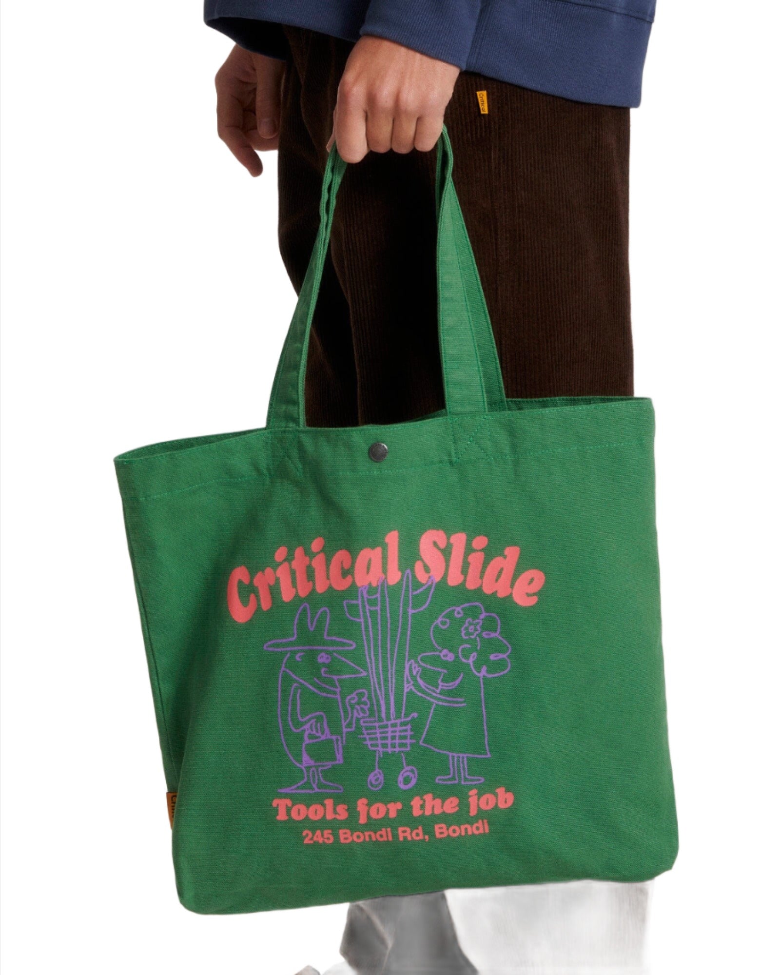 CRITICAL SLIDE Trollied Tote Green Tote Bags The Critical Slide Society 