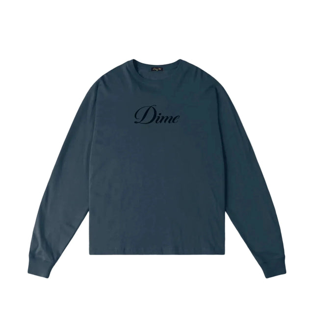 DIME Cursive Long Sleeve T-Shirt Navy Men's Long Sleeve T-Shirts Dime MTL 