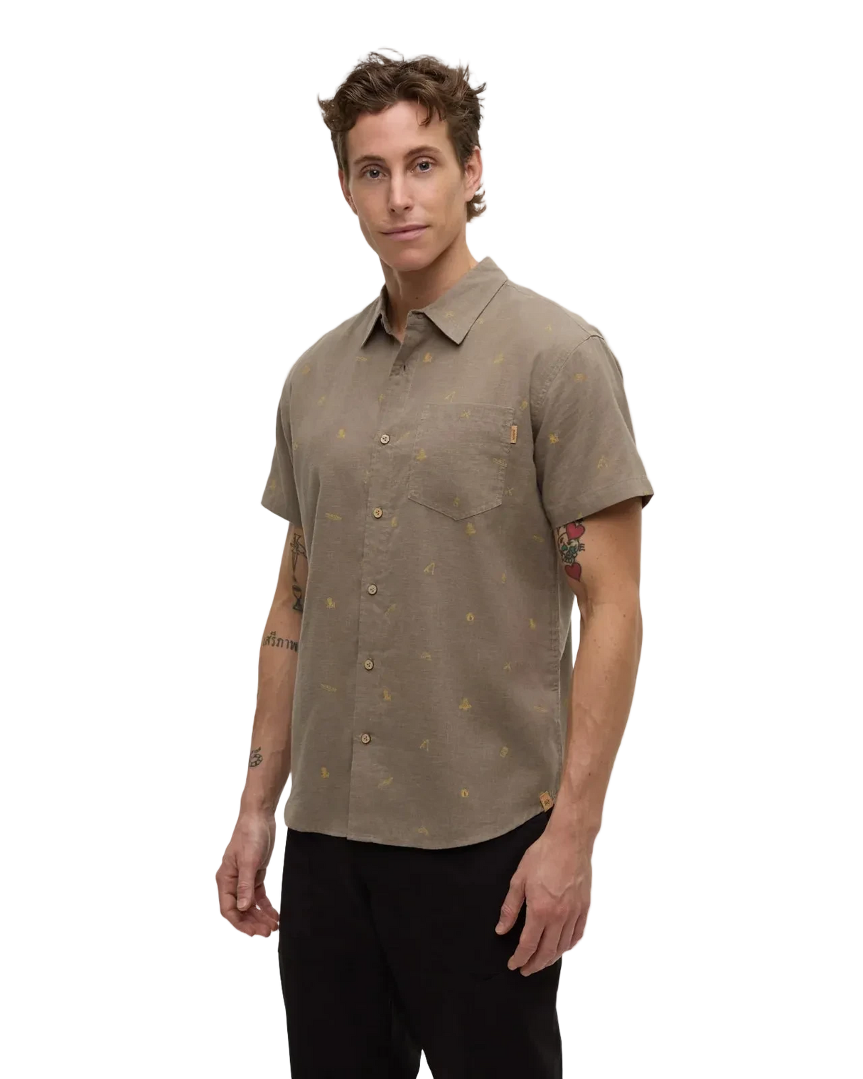 TENTREE Lake Life Mancos Button Up Shirt Clay/Lake Life Men's Short Sleeve Button Up Shirts Tentree 
