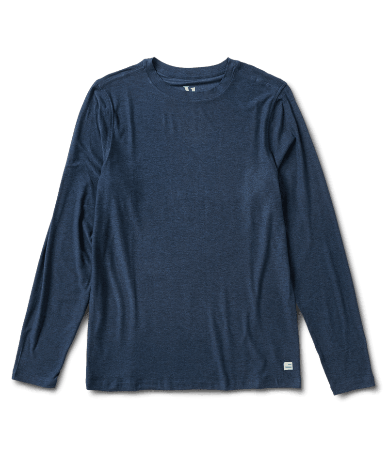 VUORI Strato Tech Long Sleeve T-Shirt Navy Heather Men's Long Sleeve T-Shirts Vuori 