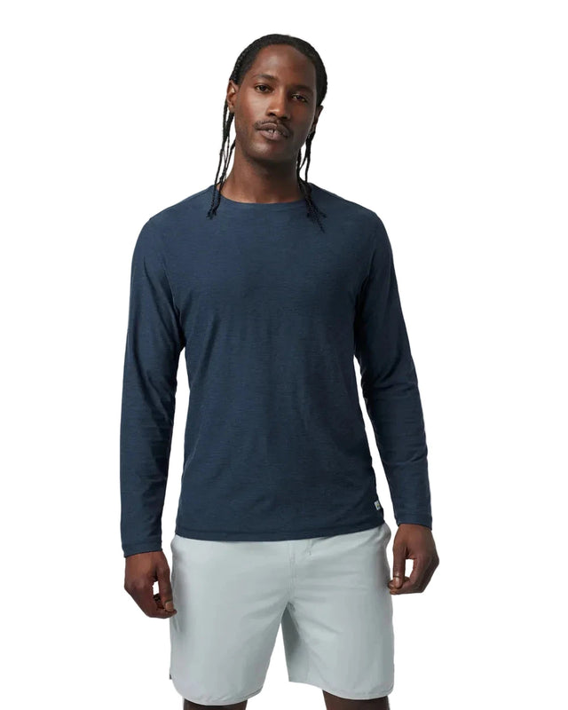 VUORI Strato Tech Long Sleeve T-Shirt Navy Heather Men's Long Sleeve T-Shirts Vuori 