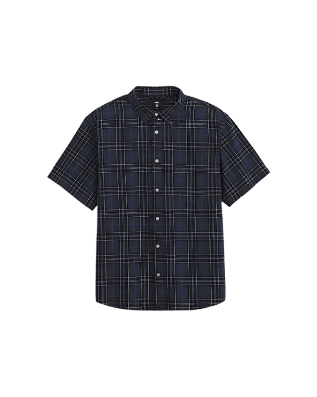 VANS Lawson Plaid Woven Button-Up Shirt Parisian Night/Black Men's Short Sleeve Button Up Shirts Vans 