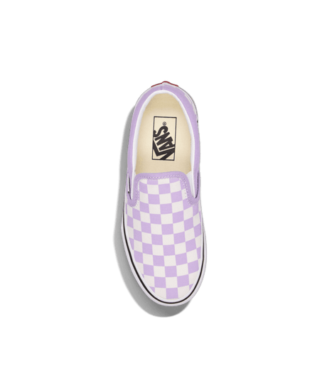 VANS Kids Classic Slip-On Shoes Color Theory Checkerboard Soft Orchid Youth and Toddler Skate Shoes Vans 